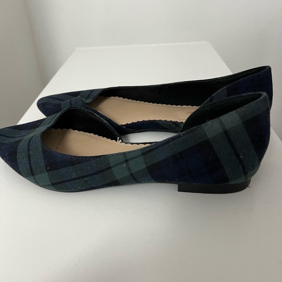 Blue and Green Plaid Women's Flats - Picture 2 of 4